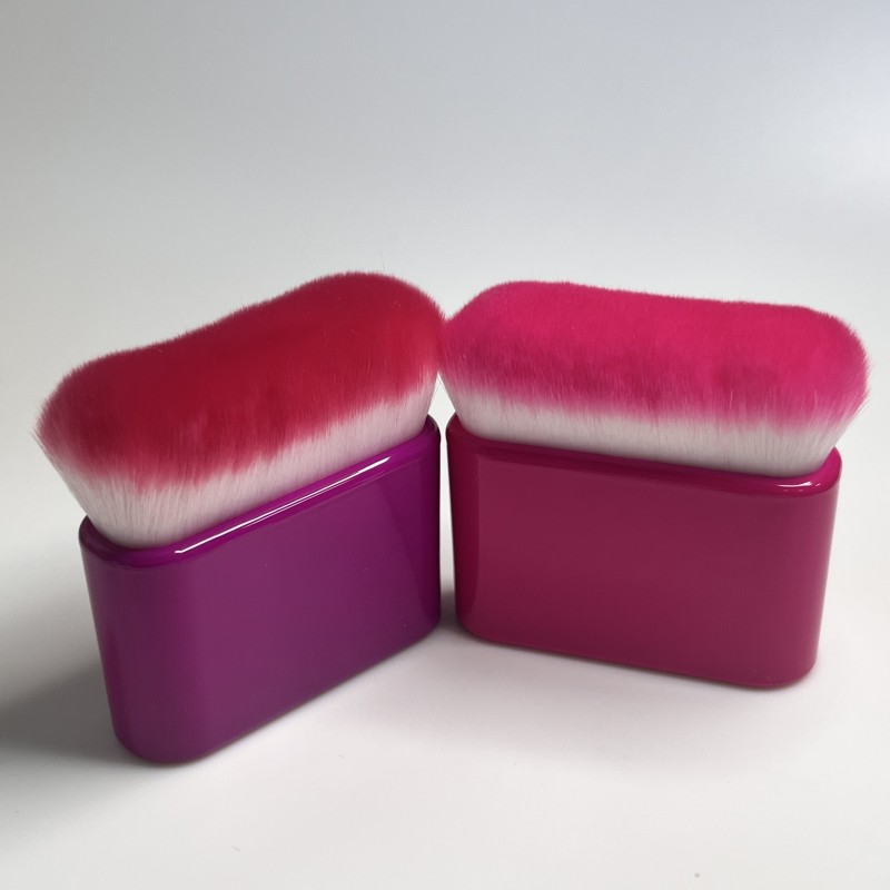 Custom Logo Rectangle Face Kabuki Brush for Self Tanner Concealer Big Single Foundation Kabuki Makeup Brush Blend Blur Feature