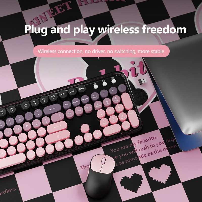 Wireless Keyboard Set Manufacturer - 2.4G Round Punk
