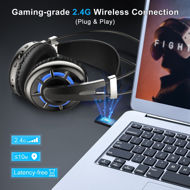 Gaming Headset Supplier - 2.4G Wireless Single Color