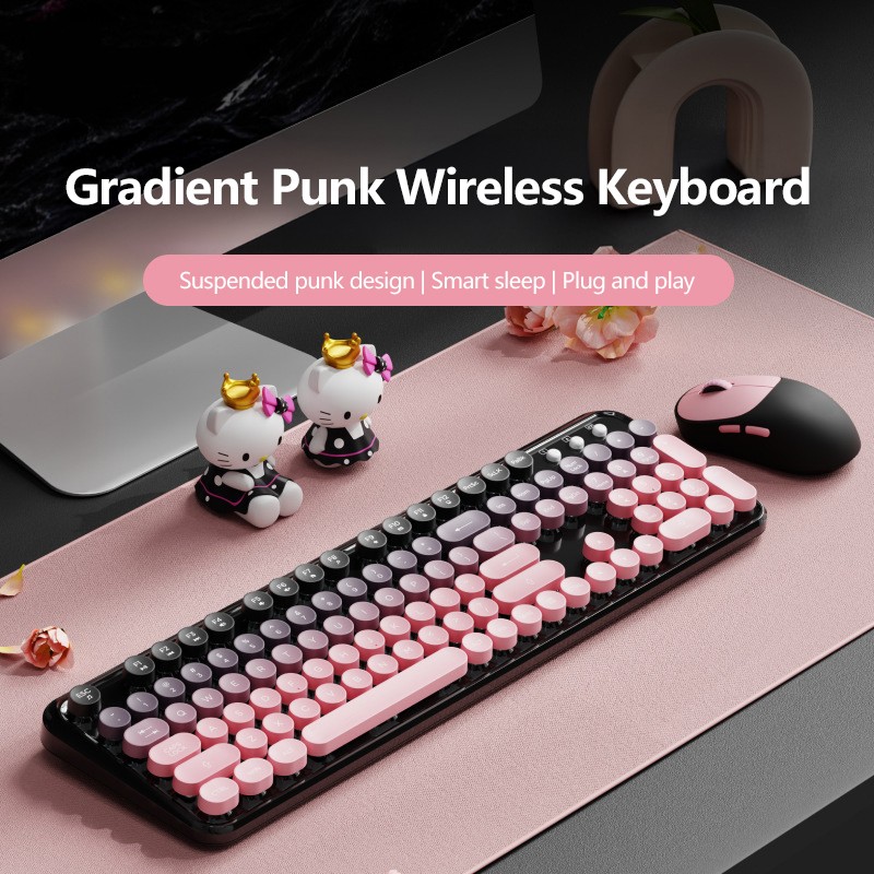 Wireless Keyboard Set Manufacturer - 2.4G Round Punk