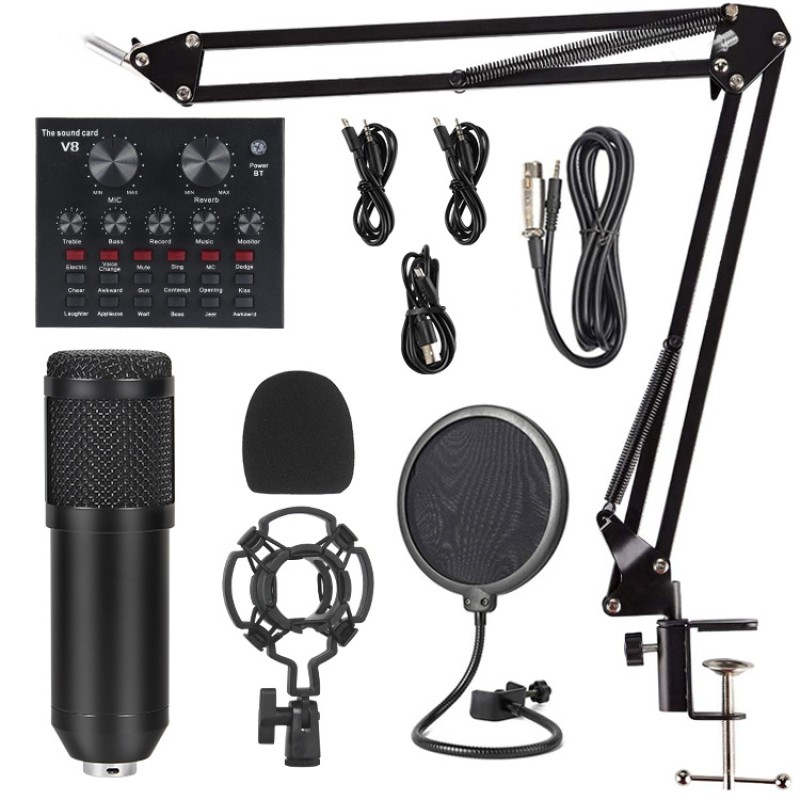 Sound Card Factory - V8 Podcast Karaoke Kit Condenser Microphone