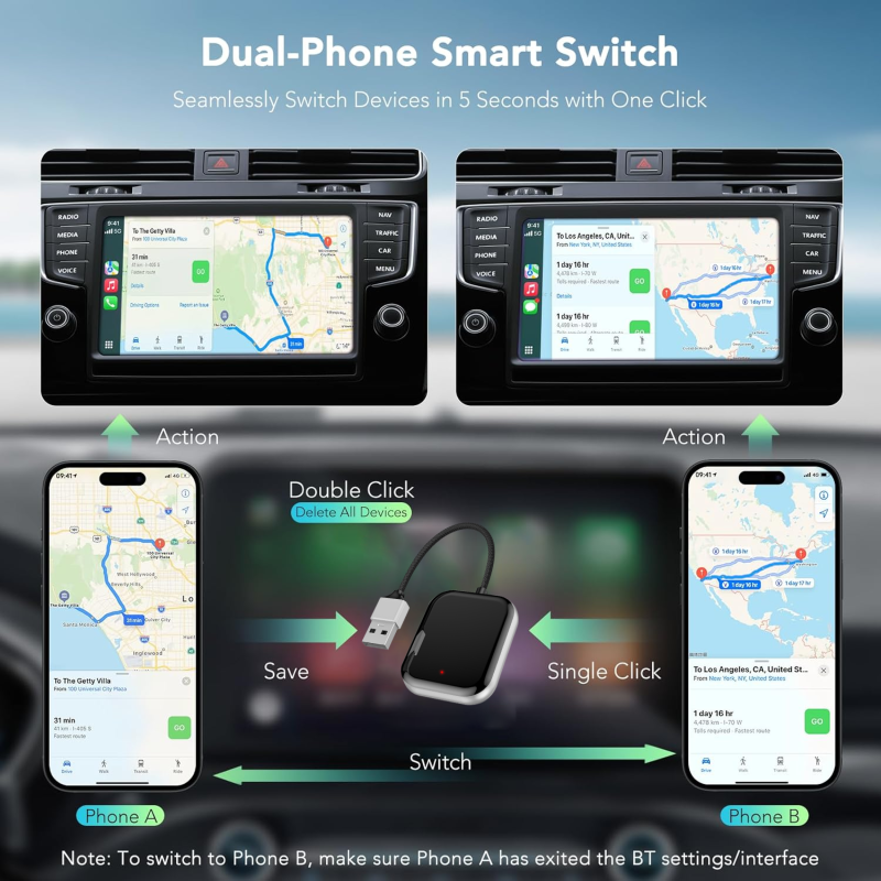 Wireless Adapter Supplier - 2-in-1 CarPlay Android