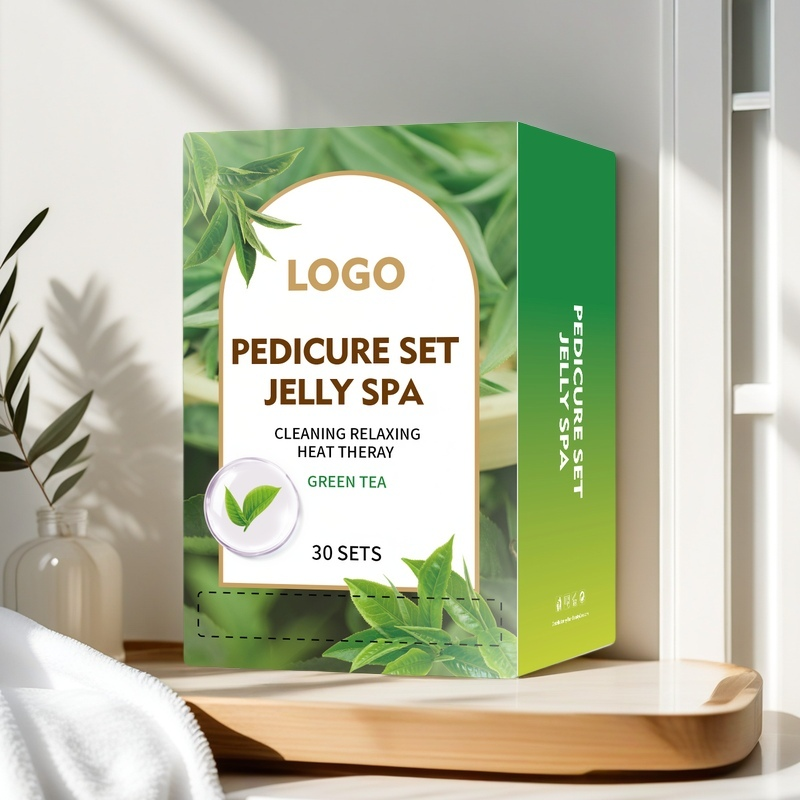 Private Logo  Professional  Green Tea  2 Step Jelly Pedicure Set Foot SPA Soak