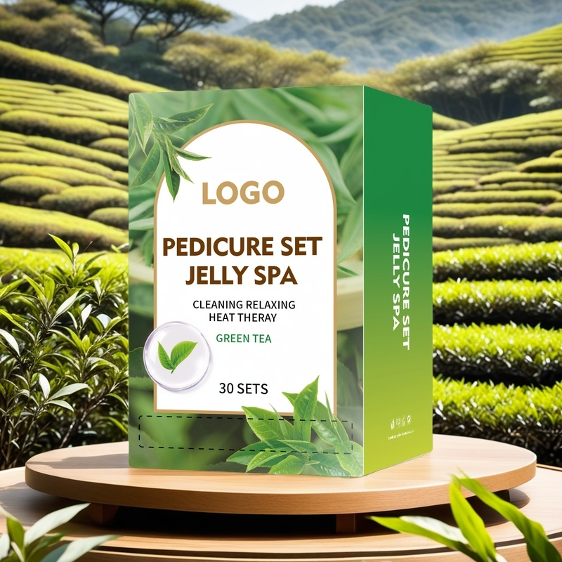 Private Logo  Professional  Green Tea  2 Step Jelly Pedicure Set Foot SPA Soak