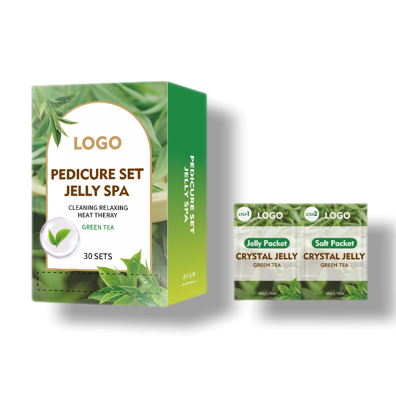 Private Logo  Professional  Green Tea  2 Step Jelly Pedicure Set Foot SPA Soak