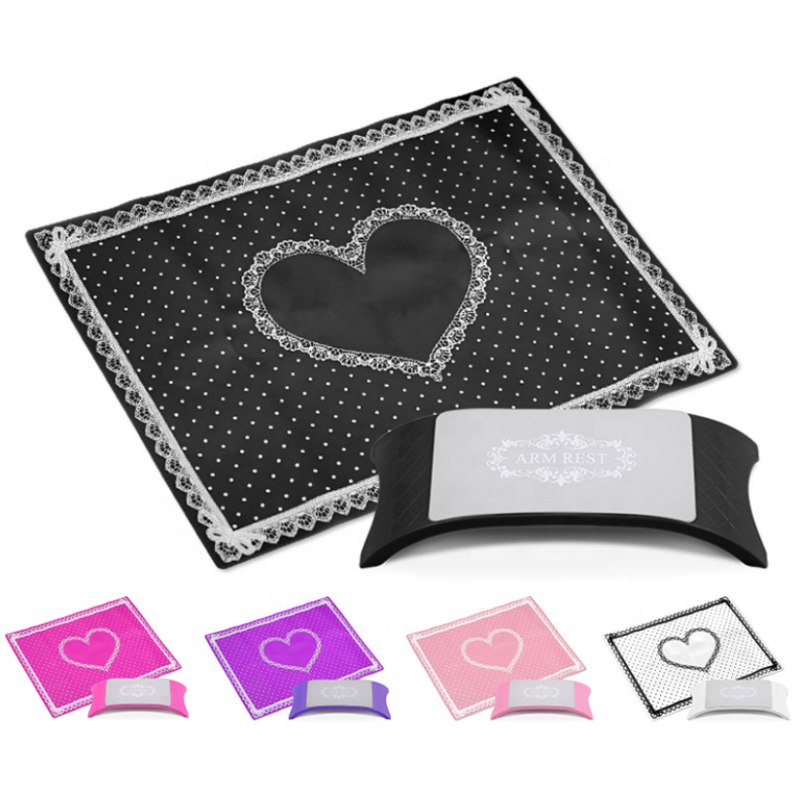 Custom Logo Arm Rest and  Nail Silicone Pad Stamping Foldable Washable ManicureTable Cover Mat Pad