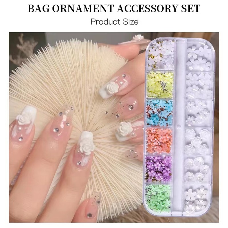 Candy Color 5 Petals Flower Nail Charm Ornament Accessories Kawaii Resin 3D Nail Charms Nail Acrylic Flowers Decoration