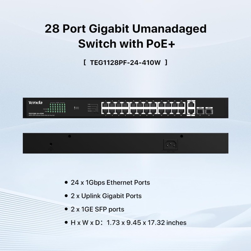 POE Switch Manufacturer - Tenda TEG1128P 24-Port