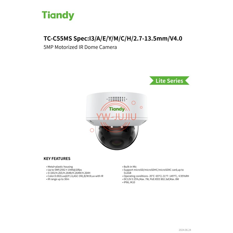 Wireless Camera Manufacturer - Tiandy 5MP WiFi Motorized