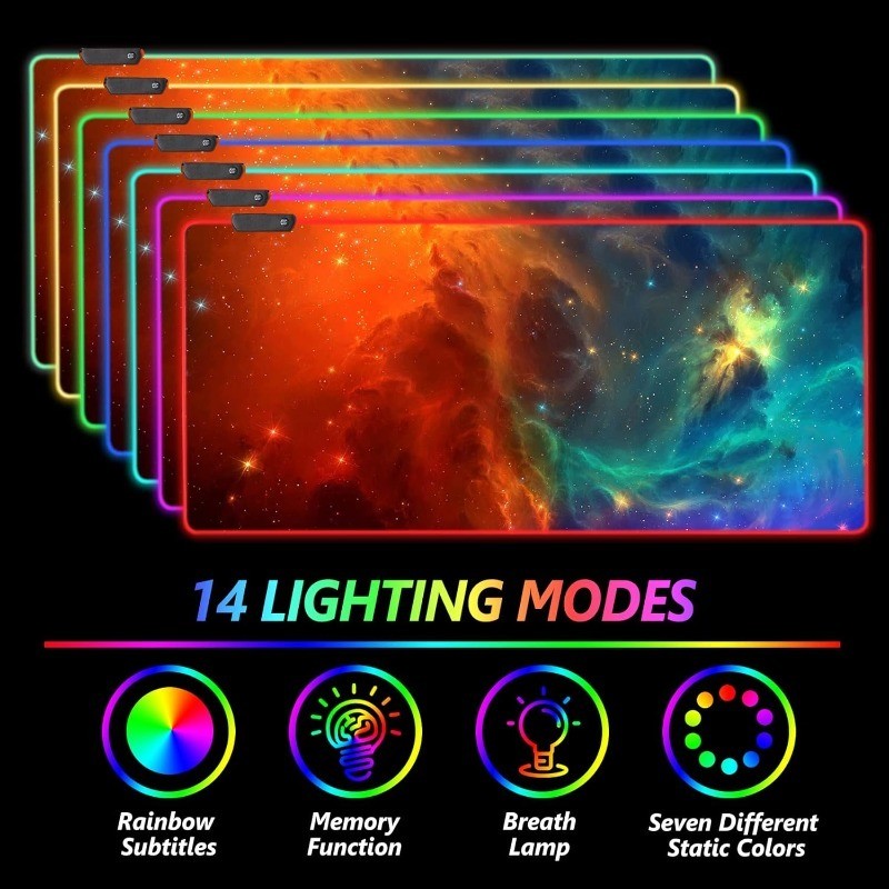 Mouse Pad Factory - 35.4x15.8inch Large RGB 14 Lighting Modes