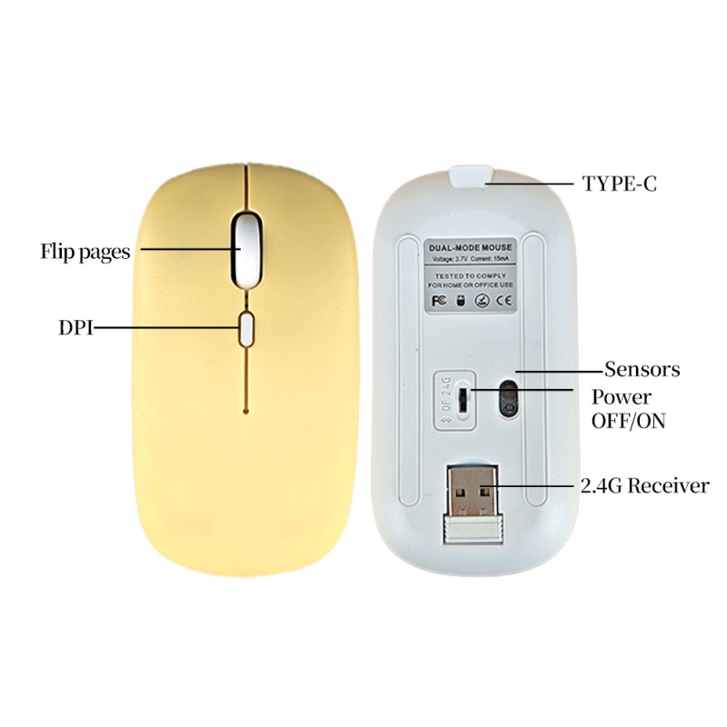 Wireless Mouse Supplier - Yellow Portable Rechargeable