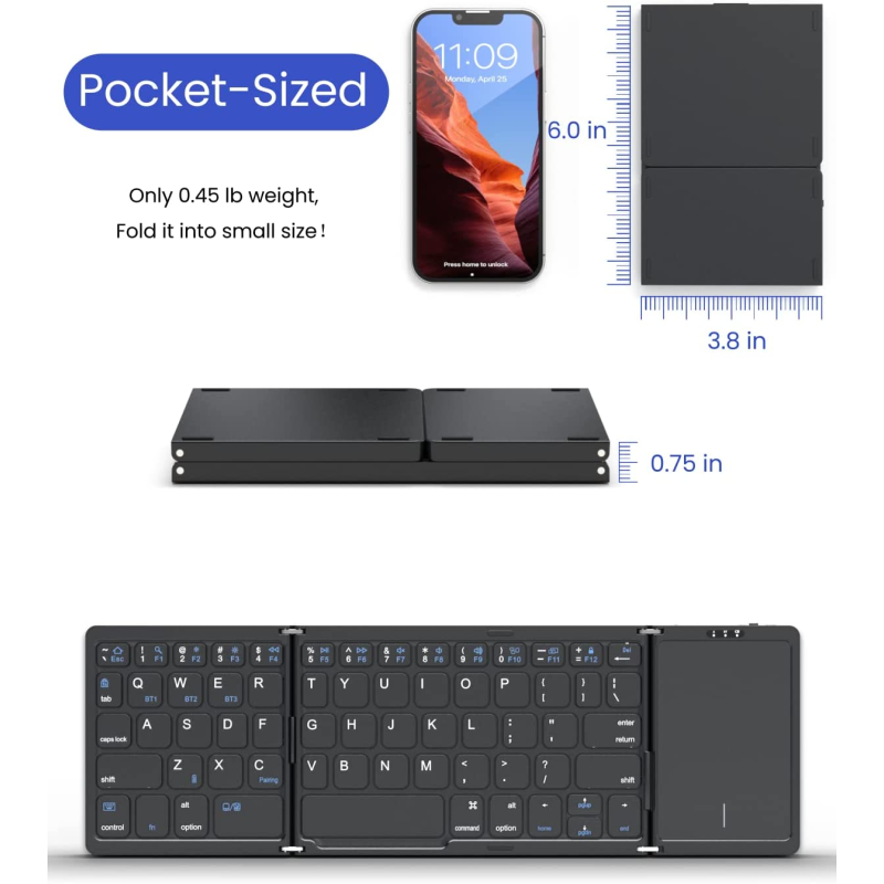 Foldable Keyboard Factory - 3-fold Bluetooth Keyboard