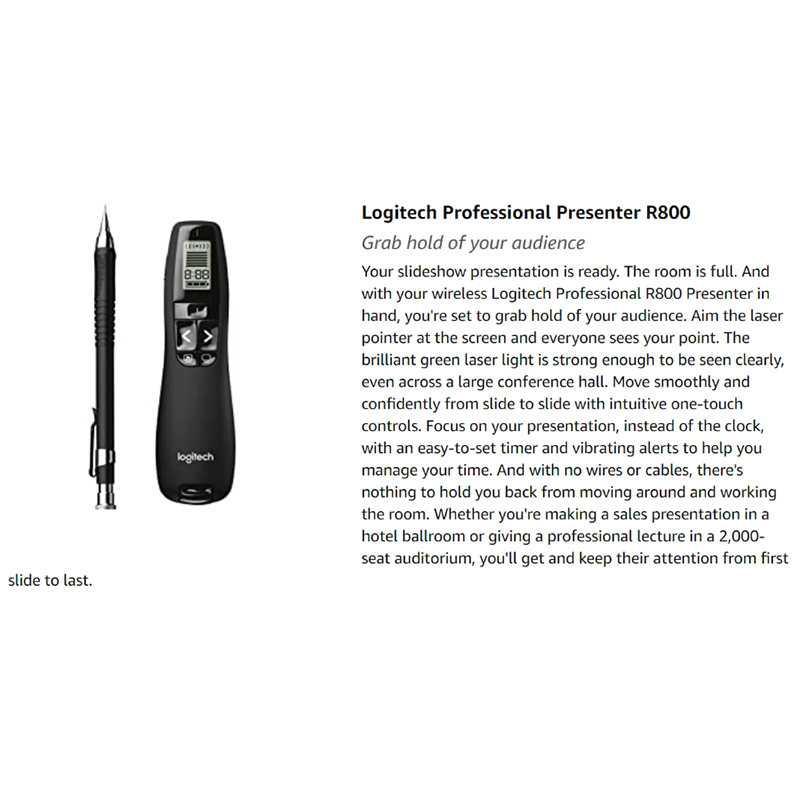 Laser Pointer Manufacturer - Logitech R800 Presenter LCD Display