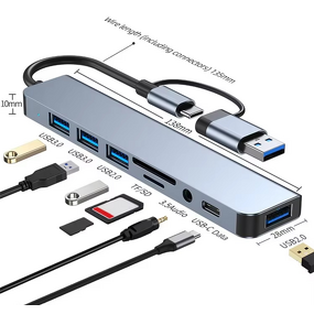 USB Hub Supplier - Double Headed 8-in-1 Type C