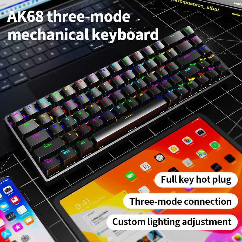 Mechanical Keyboard Manufacturer - AK68 Tri Mode Wireless PBT