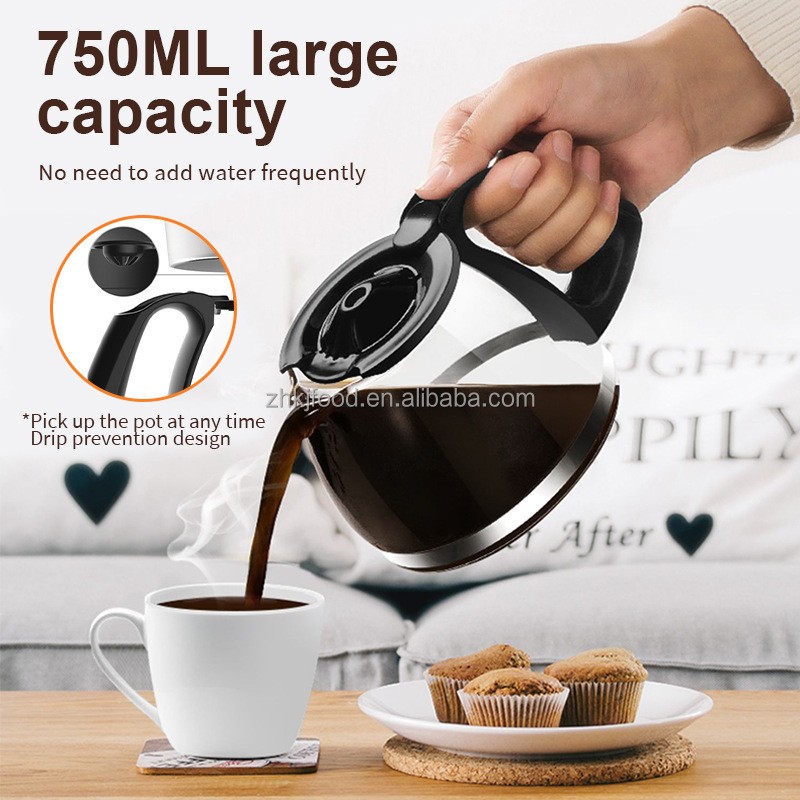Italian Standard 110v Drip Coffee Machine Electric American Milk Tea Pot Automatic American Coffee Maker