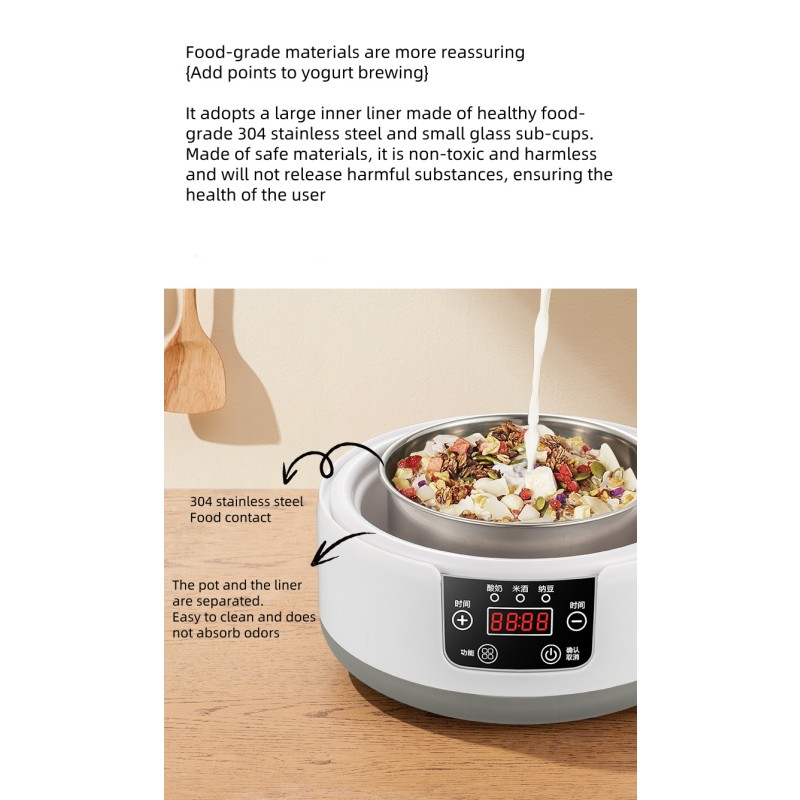 Smart Home Automatic Yogurt Machine Small Multi-Functional Stainless Steel Rice Wine Electric Constant Temperature Household