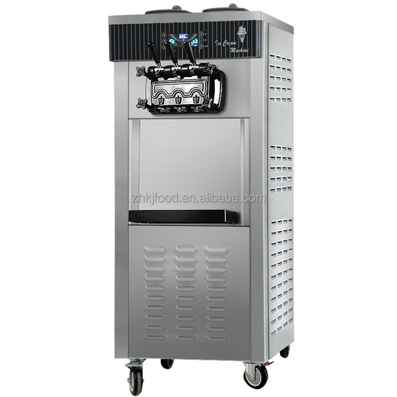 20-28L/h Commercial Stainless Steel Ice Cream Maker 2+1 Flavors Soft Serve Machine 2450W Frozen Yogurt Maker for Automatic
