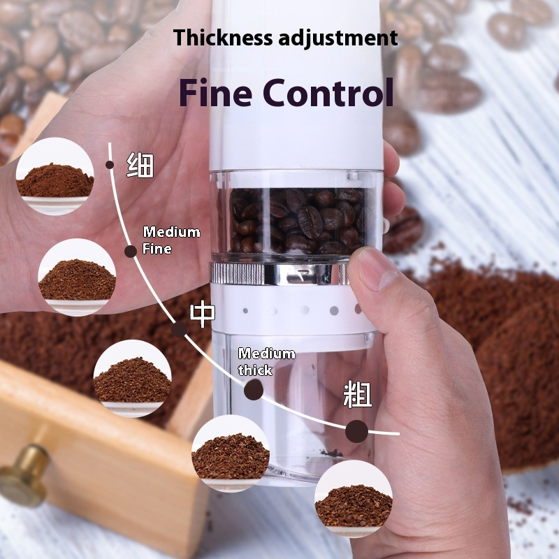 Portable Stainless Steel and Glass Housing Electric Coffee Grinder Handheld for Home Hotel Outdoor Use