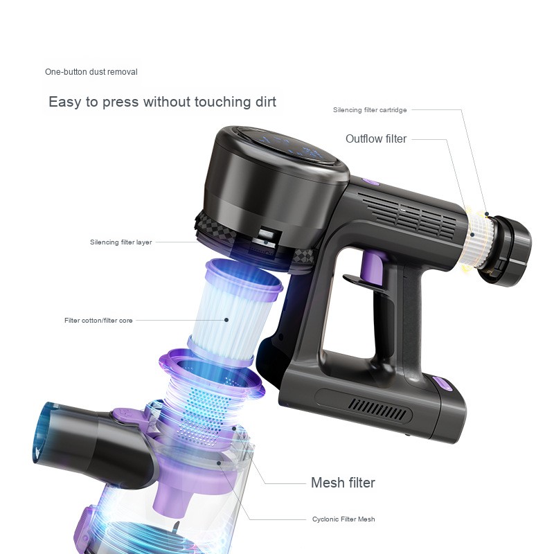 High-Power 250W Wireless Stick Vacuum Cleaner Convenient Vertical Handheld Design for Household Carpet Cleaning