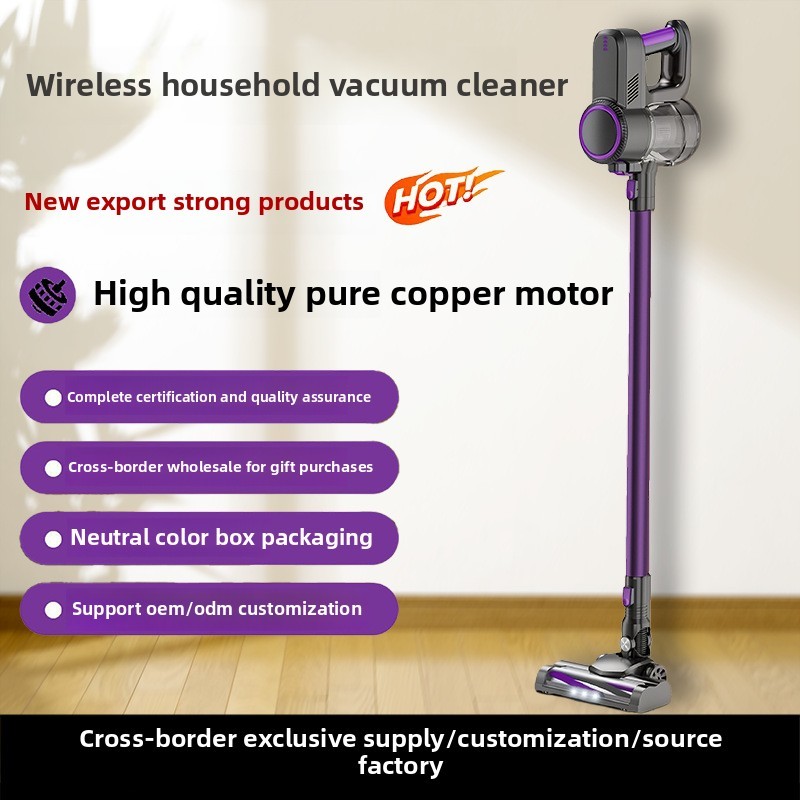 100W All-in-One Wireless Handheld Upright Vacuum Cleaner Mite Removal Dry Battery US Plug Type Cross-Border Mopping Vacuuming