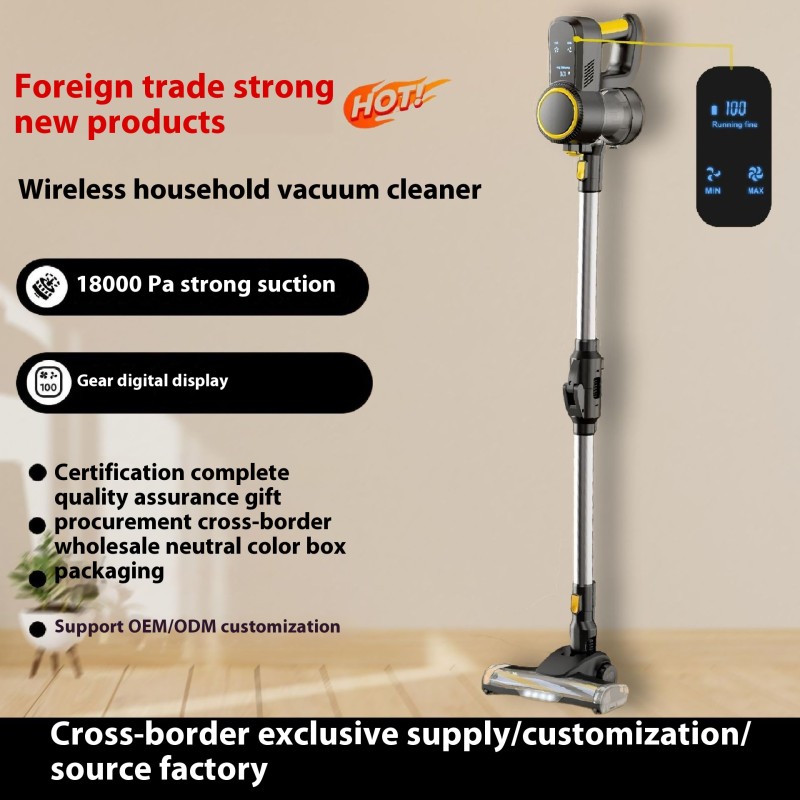 USB Home Wireless Vacuum Cleaner 150W Brushless Motor LED Display High Large Suction Handheld Cross-Border Battery Household