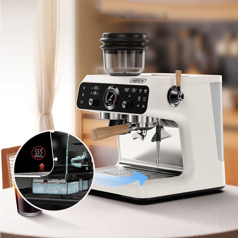 H7B Dual-Pump Heating Design Coffee Machine Compact Lightweight Commercial Household Model Electric Integrates Grinding Feature