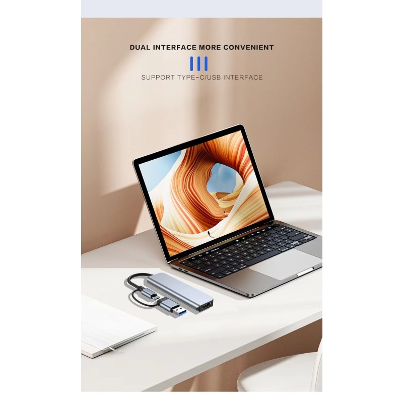 Mini Hub Supplier - 5-in-1 Aluminum Alloy USB-C