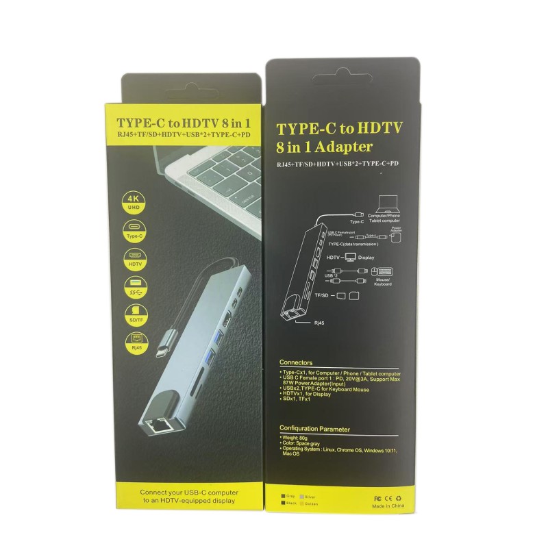 USB-C Hub Factory - 8-in-1 USB C Hub Adapter