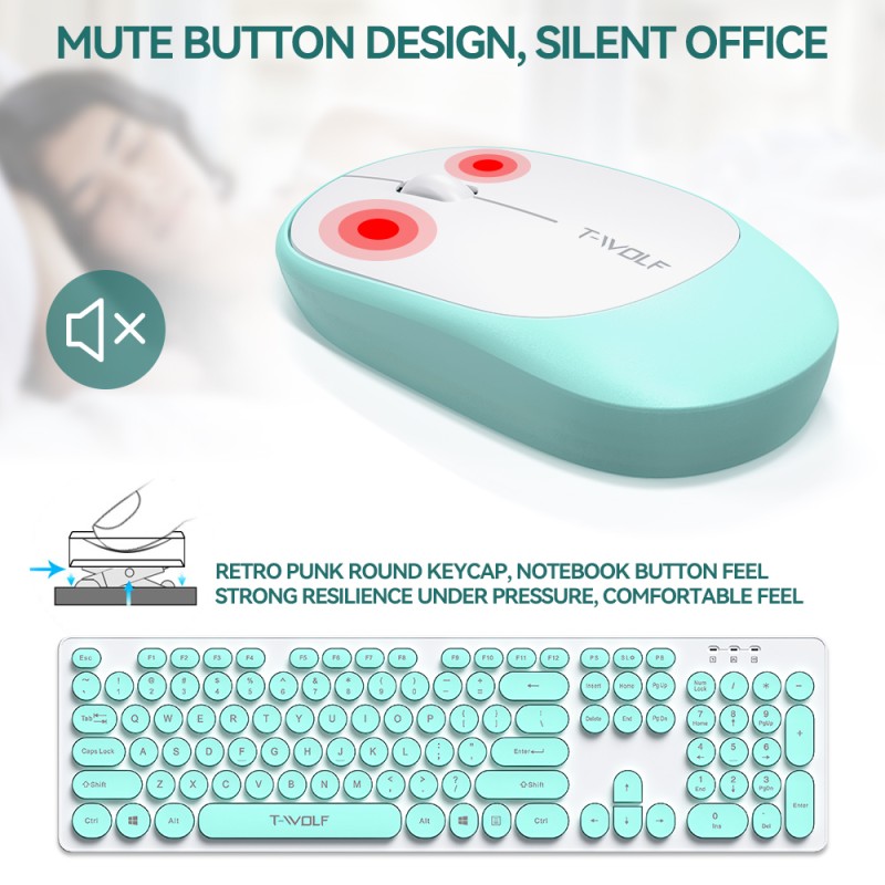 Keyboard Mouse Combo Factory - Colorful 104 Keys Wireless LED