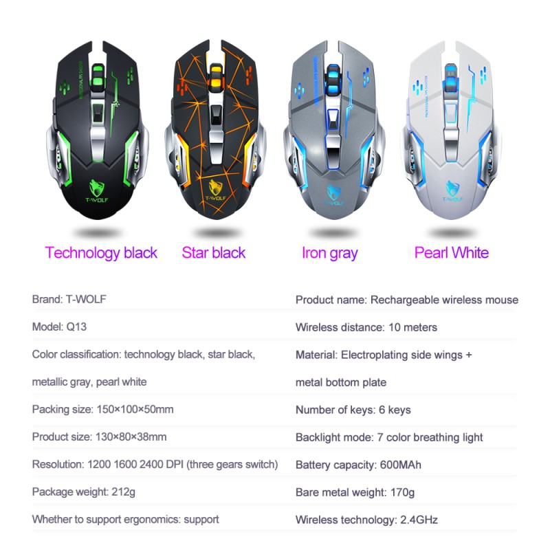 Gaming Mouse Manufacturer - Q13 2.4GHz Wireless LED Color