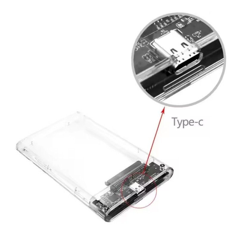 SSD Enclosure Factory - 2.5 Transparent 5Gbps USB3.1