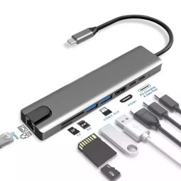 USB Hub Manufacturer - 8 in 1 Expander SD TF Card Reader