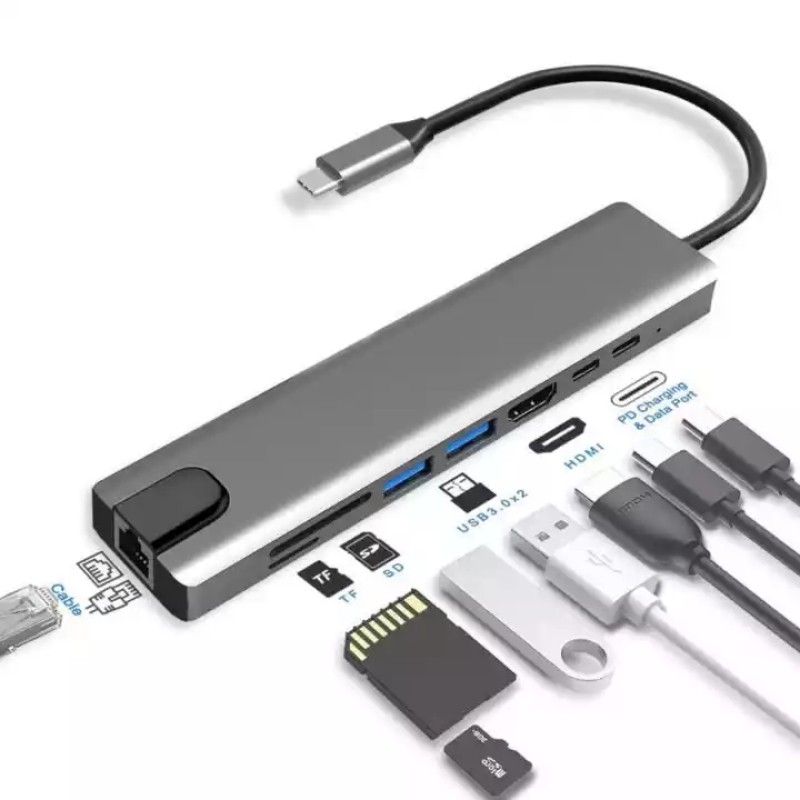 USB Hub Manufacturer - 8 in 1 Expander SD TF Card Reader