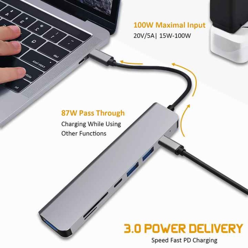 USB C Hub Factory - VIENON Aluminum 8 in 1 SD TF