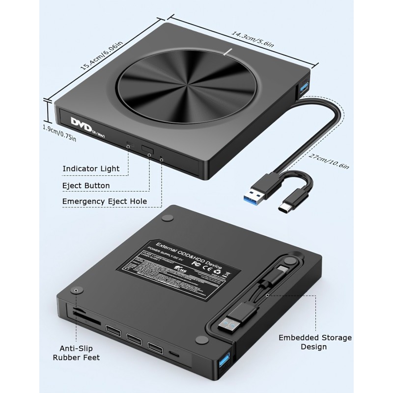 CD Drive Factory - Ultra Thin 7 in 1 USB 3.0 Hub