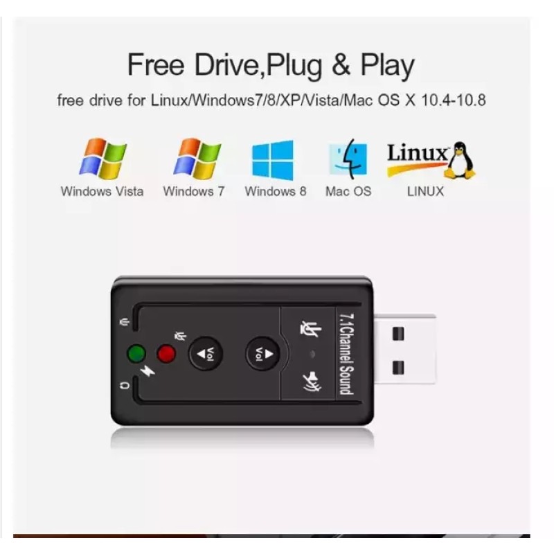 USB Sound Card Manufacturer - White 7.1 Channel Microphone