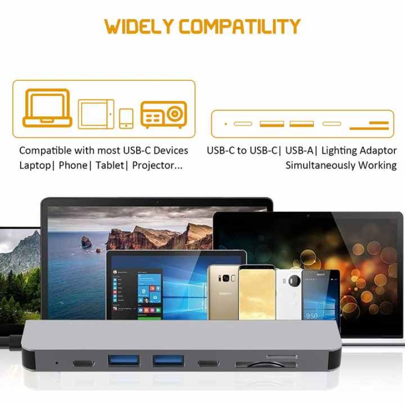 USB C Hub Factory - VIENON Aluminum 8 in 1 SD TF
