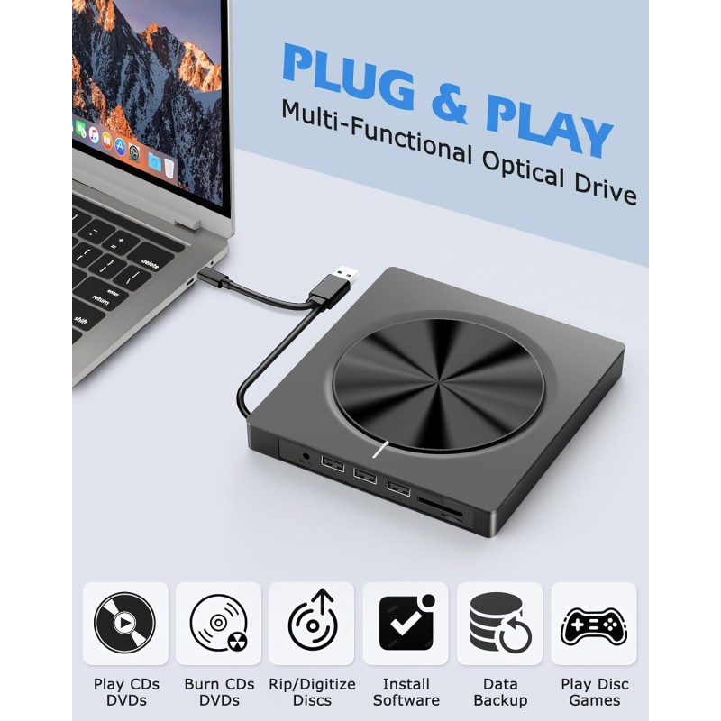 CD Drive Factory - Ultra Thin 7 in 1 USB 3.0 Hub