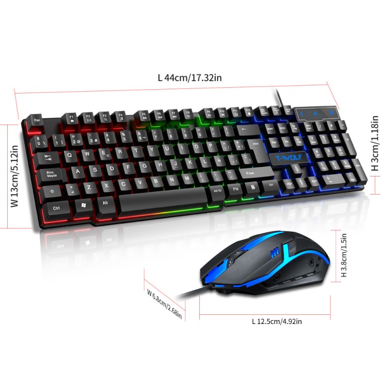 Keyboard Mouse Set Manufacturer - T WOLFWolf TF200 LED Backlit