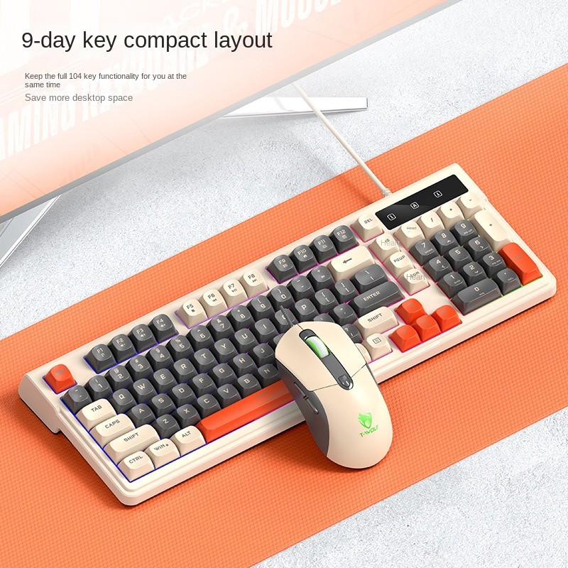 Keyboard Mouse Set Factory - T WOLF TF330 Ultra Thin RGB