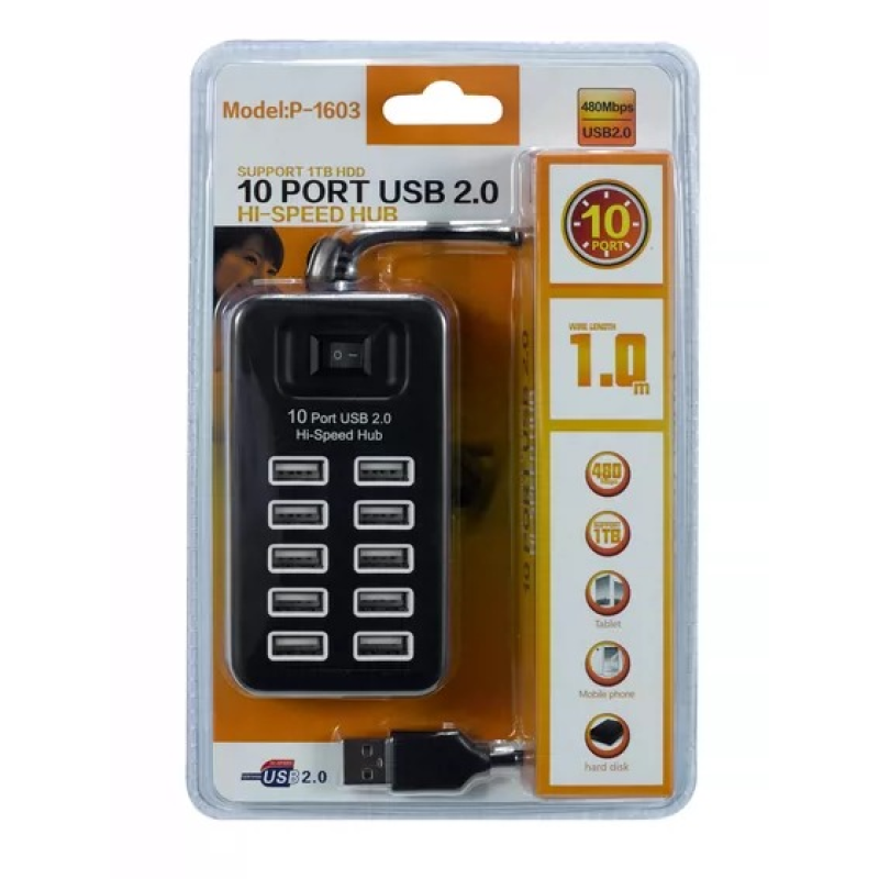 USB Splitter Manufacturer - 1 Meter 1603 10 Port USB 2.0