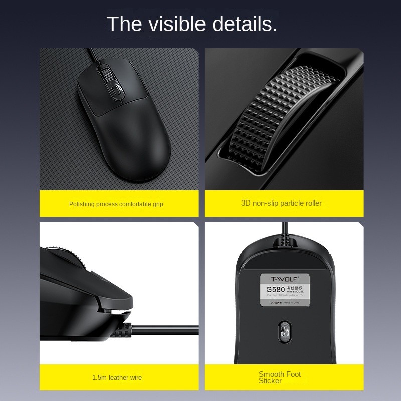 Office Mouse Factory - T WOLF G580 4D Style Anti Slip Grid