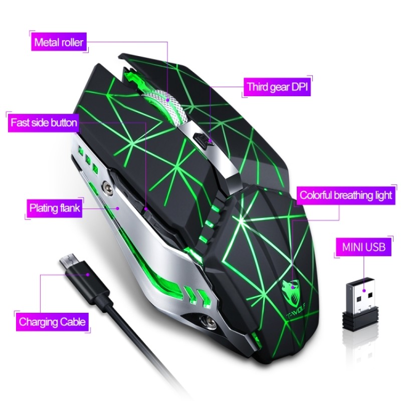 Gaming Mouse Factory - T WOLF Q15 Wireless Charging Luminous