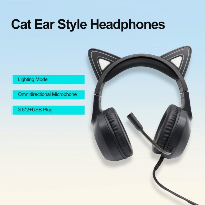 Cat Ear Headset Factory - Cute Cat Ear Shape USB Wired