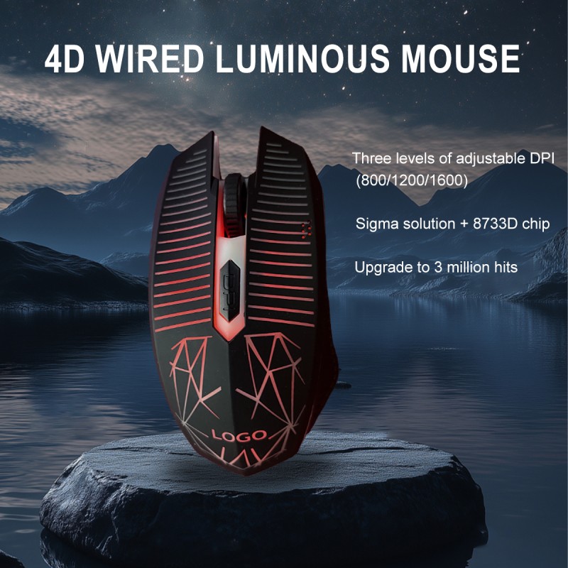 Office Mouse Factory - 1.5m Black Custom 4D Wired