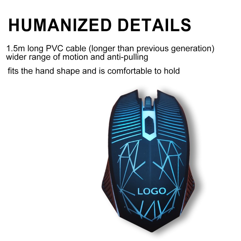 Office Mouse Factory - 1.5m Black Custom 4D Wired