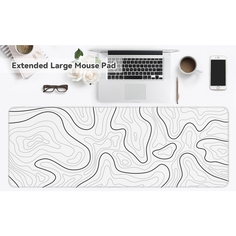 White Pad Manufacturer - Minimalist White Contours Topographic