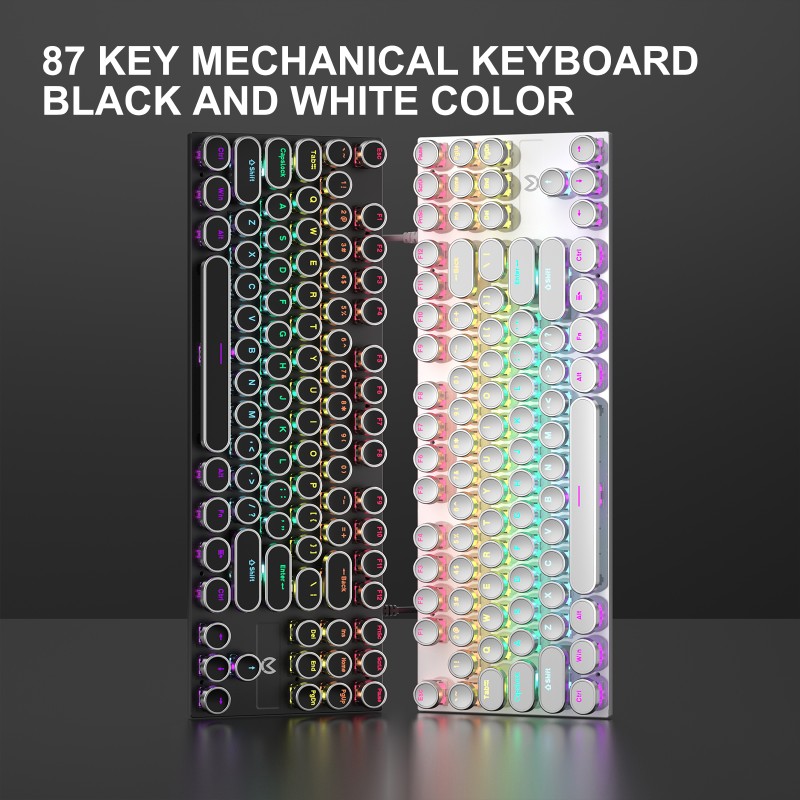 Gaming Keyboard Supplier - Round Punk Retro Keycap 87-Key