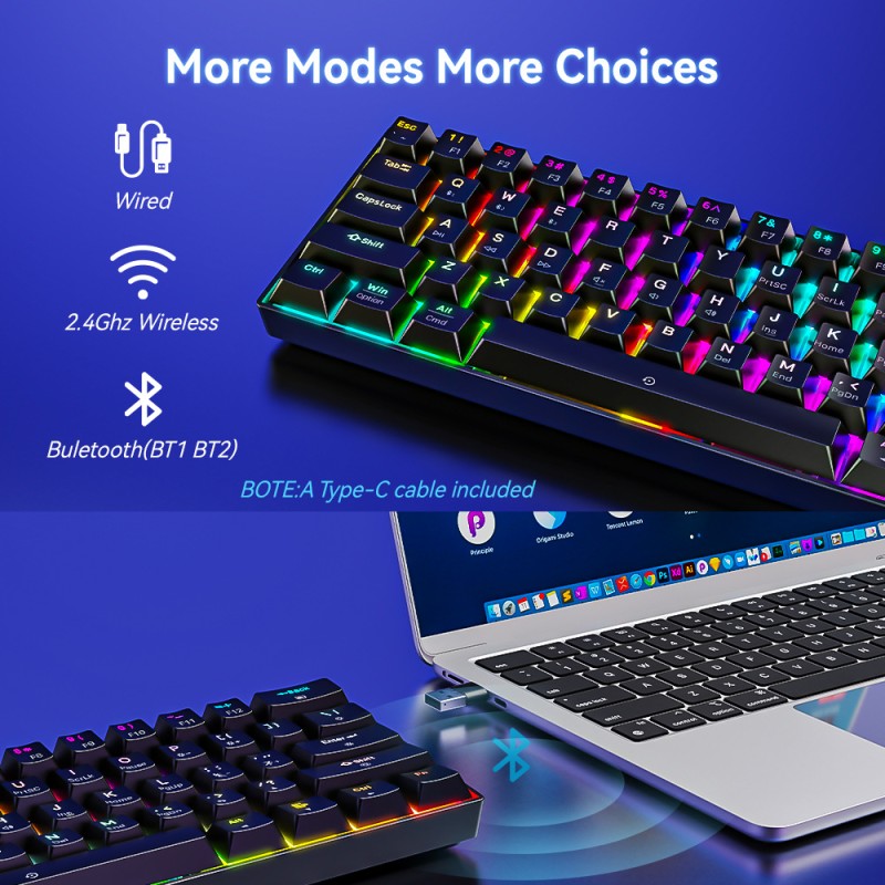 Mechanical Keyboard Manufacturer - Three Mode 61 Key RGB Tea Shaft